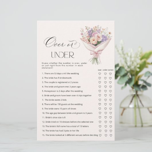 Over of Under Off de markt Vrijgezellenfeest spel (Staand voorkant)