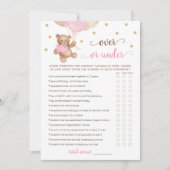 Over of Under spel Baby Shower Teddy Beer Kaart (Voorkant)