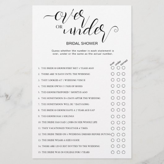 Over of Under & Zou Ze Liever Douchen Spelletjes 2 Flyer (Voorkant)