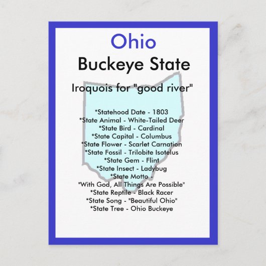 Over Ohio Briefkaart (Voorkant)