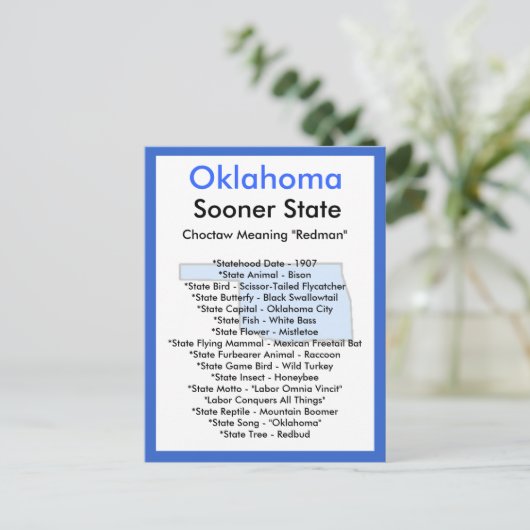 Over Oklahoma Briefkaart (Staand voorkant)