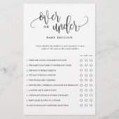 Over Onder Baby shower bewerkbare Paper Game Kaart (Voorkant)