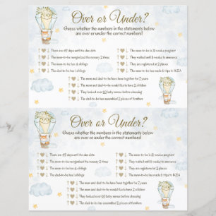 Over onder Baby shower game - Hot Air ballon