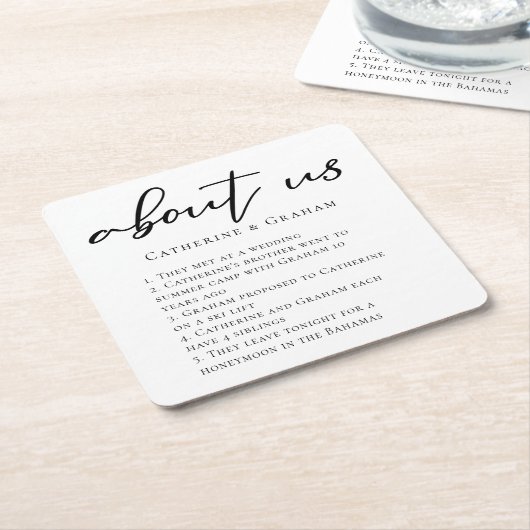 Over ons Trouwpaar Feiten Trendy Kartonnen Onderzetters (Schuin)