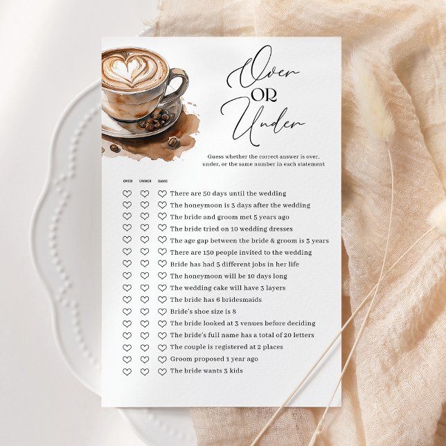 Over or Under Coffee Bridal Shower Game (Creator heeft geüpload)