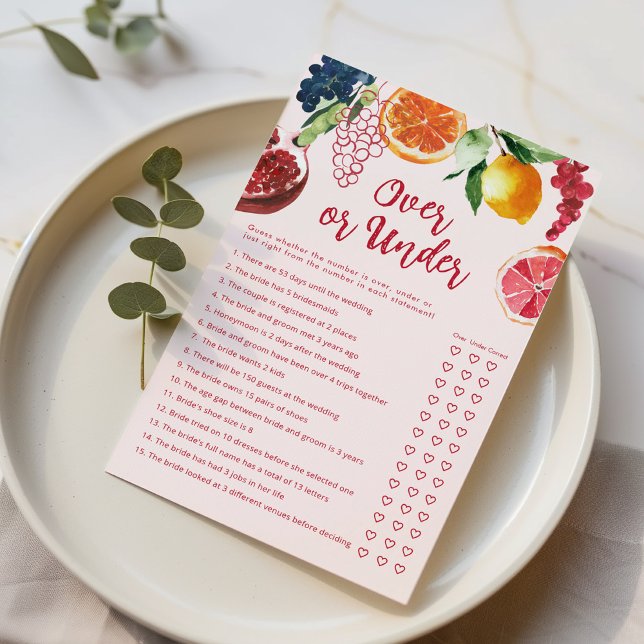 Over or Under Off the Market Bridal Shower game (Creator heeft geüpload)