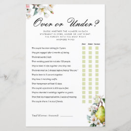 Over or Under Perfect Pear Bridal Shower Game