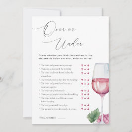 Over or Under Vino before Vows Bridal Shower Game Kaart