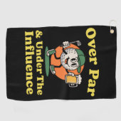 Over Par en Onder de Invloed Golf Drinken Golfhanddoek (Horizontaal)