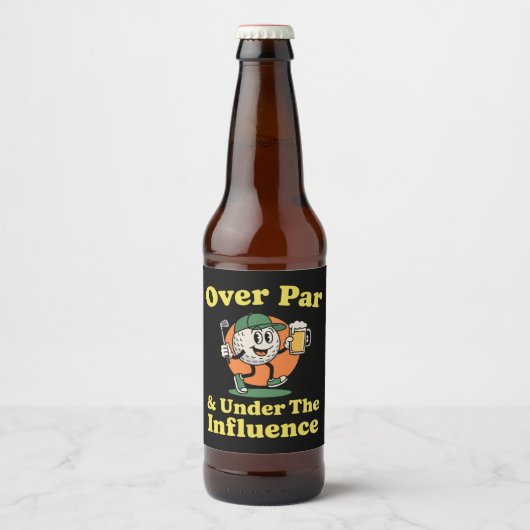 Over Par en Onder Invloed Golf Drinken Bier Etiket (Voorkant)