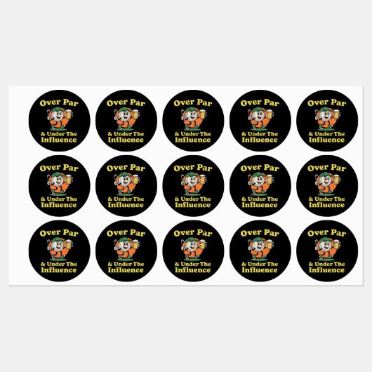 Over Par en Onder Invloed Golf Drinken Labels (Vel)