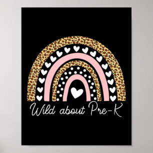 Over Pre-k Leopard Rainbow Teacher Terug naar scho Poster