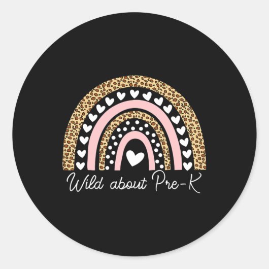 Over Pre-k Leopard Rainbow Teacher Terug naar scho Ronde Sticker (Voorkant)
