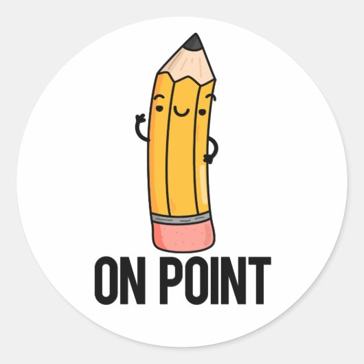 Over punt Funny Pencil Ronde Sticker (Voorkant)