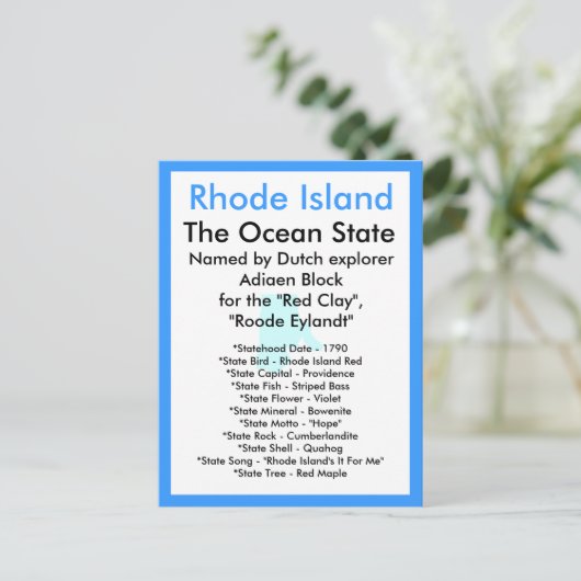 Over Rhode Island Briefkaart (Staand voorkant)