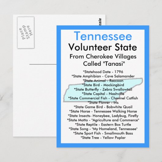 Over Tennessee Briefkaart (Voorkant / Achterkant)