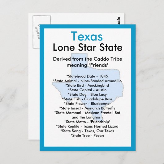 Over Texas Briefkaart (Voorkant / Achterkant)