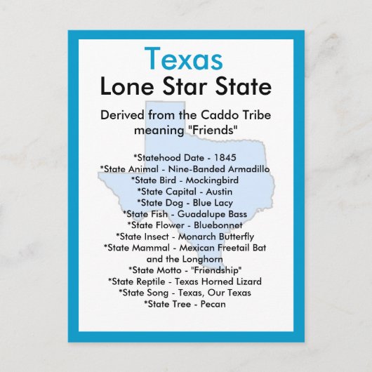 Over Texas Briefkaart (Voorkant)