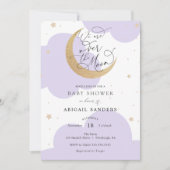 Over the Gold Moon Purple Baby Shower invitation Kaart (Voorkant)
