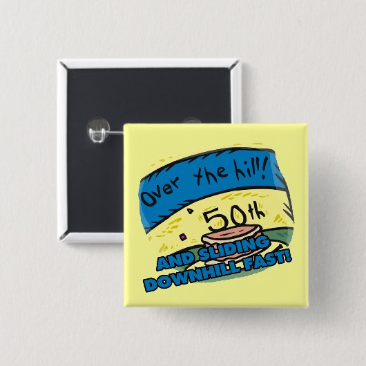 Over The Hill 50th Birthday Button (Voorkant /achterkant)