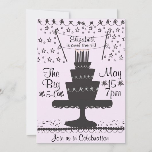 Over the Hill 50th Birthday Invitation Kaart (Voorkant)