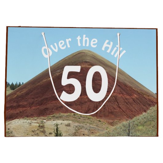 Over the Hill 50th Birthday Milestone Groot Cadeauzakje (Achterkant)