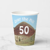 Over the Hill 50th Birthday Milestone Papieren Bekers (Voorkant)
