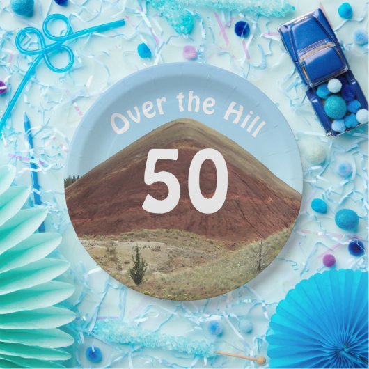 Over the Hill 50th Birthday Milestone Papieren Bordje (Feest)