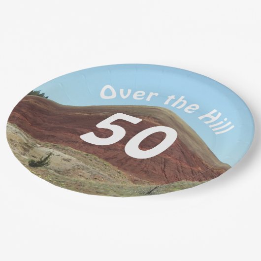 Over the Hill 50th Birthday Milestone Papieren Bordje (Gekanteld)
