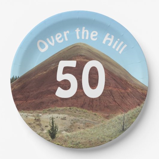 Over the Hill 50th Birthday Milestone Papieren Bordje (Voorkant)