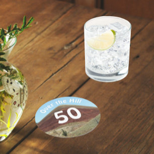 Over the Hill 50th Birthday Milestone Ronde Kartonnen Onderzetter