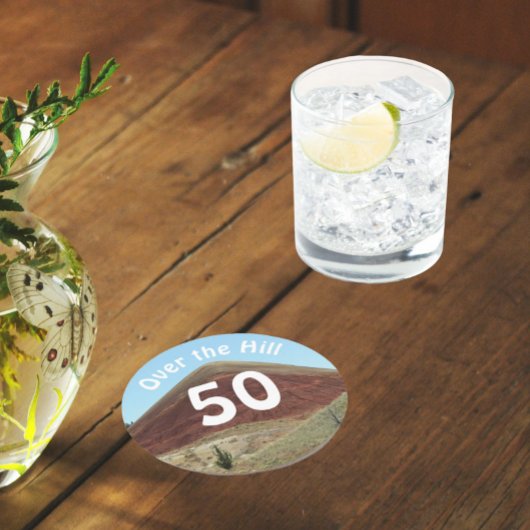 Over the Hill 50th Birthday Milestone Ronde Kartonnen Onderzetter