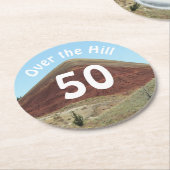 Over the Hill 50th Birthday Milestone Ronde Kartonnen Onderzetter (Gebogen)
