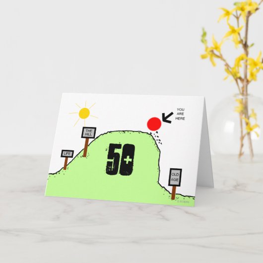 Over the Hill-50th Birthday-Personaliseer het Kaart (Gele Bloem)