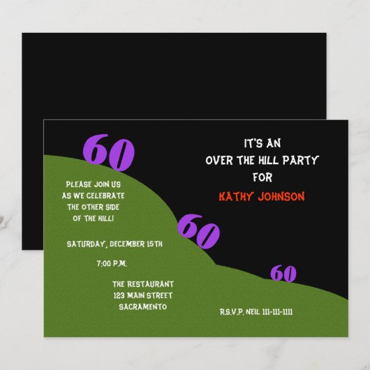 Over the Hill 60th Birthday Party Uitnodigingen (Voorkant / Achterkant)
