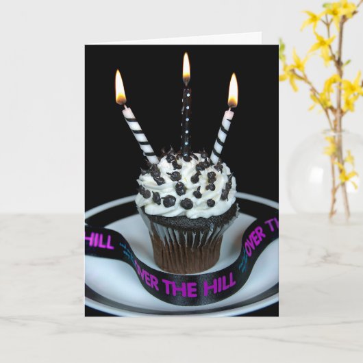 Over the Hill Birthday Cupcake Kaart (Gele Bloem)