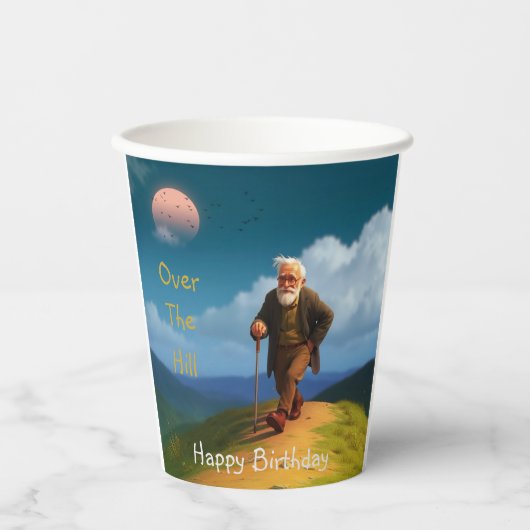 Over the Hill Birthday Papieren Bekers (Voorkant)