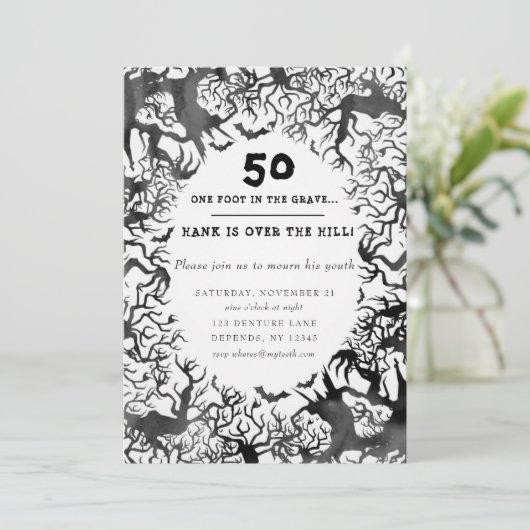 Over the Hill Birthday Party Invitation Kaart (Staand voorkant)