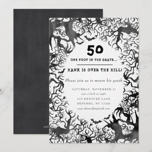 Over the Hill Birthday Party Invitation Kaart (Voorkant / Achterkant)