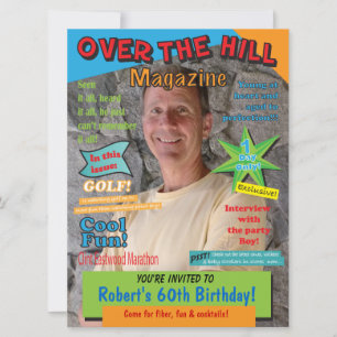 Over the Hill Birthday Party Magazine Hoesje Invit Kaart