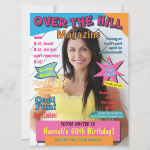 Over the Hill Birthday Party Magazine Hoesje Invit Kaart
