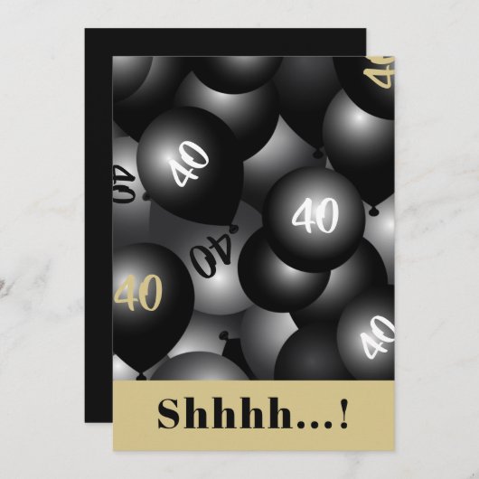 Over the Hill Black Ballonuitnodiging Kaart (Voorkant / Achterkant)