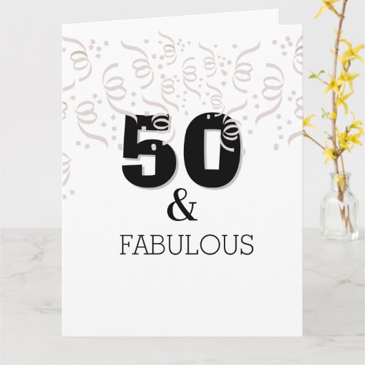 Over the Hill Black Happy 50th Birthday Kaart (Gele Bloem)