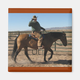 Over the Hill Cowboy and Horse - Westerne Humor Magneet