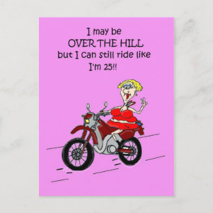 OVER THE HILL HOT MAMA BIKER POST CARD BRIEFKAART