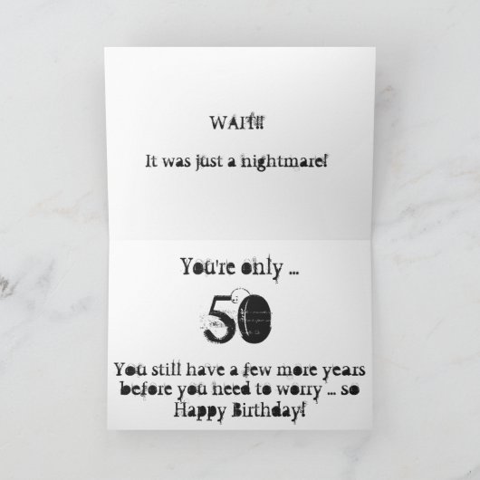 Over The Hill, leuke 50e verjaardag, zwart en wit. Kaart (Binnen)