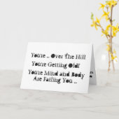 Over The Hill, leuke 50e verjaardag, zwart en wit. Kaart (Gele Bloem)