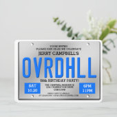 Over the Hill Licence Bord Birthday Invitations Kaart (Staand voorkant)