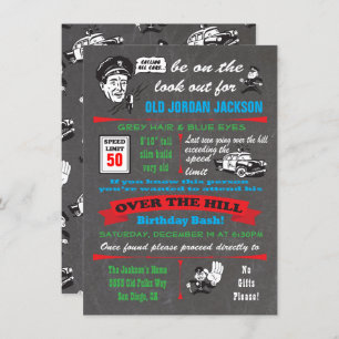 Over the Hill Police Cop Birthday Invitation Kaart