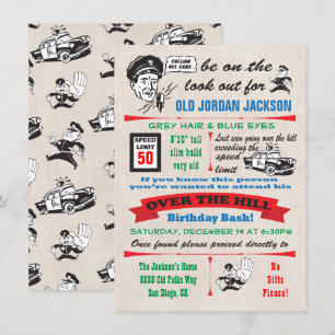 Over the Hill Police Cop Birthday Invitation Kaart
